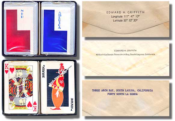 Edward and America Griffith's playing cards and envelopes