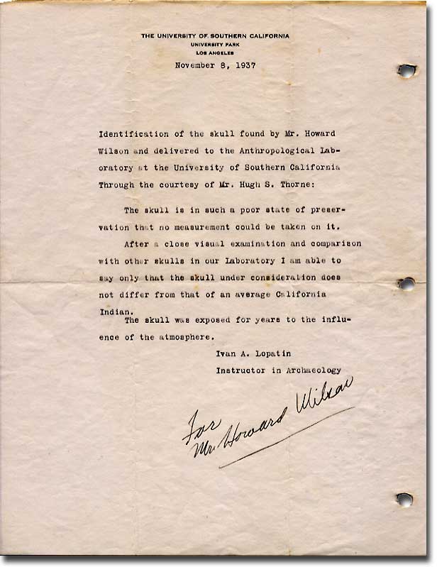 Letter from USC - 1937